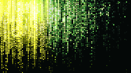 Poster - Glitch vector background with green and yellow pixelated pattern  