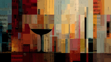 Poster - Abstract colorful wine glass silhouette on textured background  