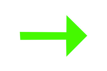Poster - Bright green arrow pointing right, design element for websites or presentations on transparent background