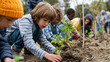 © Namhom - Children planting trees in a community green space