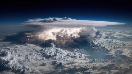 Wall Mural - a gigantic cloud in the sky with a bolt of lightning emerging from its heart