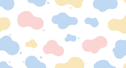 Poster - Colorful abstract shapes pattern in pastel shades on white background  