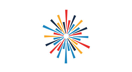 Poster - Colorful starburst graphic design with rays in blue, red, and yellow  