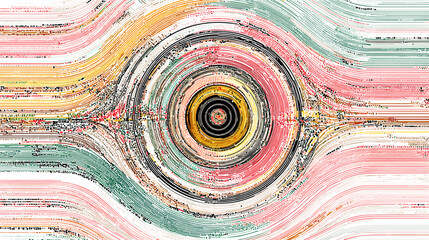 Poster - Colorful abstract circular pattern with textured brush strokes  