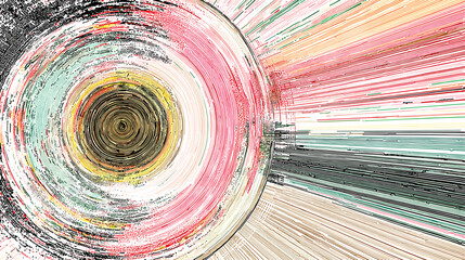 Poster - Abstract circular pattern with vibrant strokes in pastel colors  