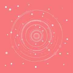 Poster - Abstract circular design with white lines on a pink background  
