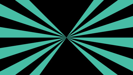 Poster - Abstract bold radial burst design with teal and black triangular rays. Starburst or explosion-like optical effect with dramatic, graphic, and modern appearance. Visuals, tech posters, energetic backgr