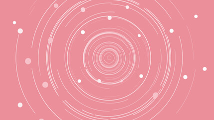 Poster - Circular abstract pattern with white lines on pink background  