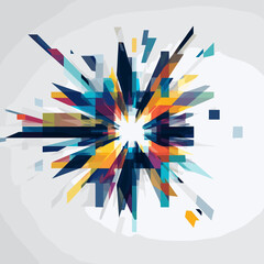 Poster - Abstract colorful explosion in geometric shapes on light background  