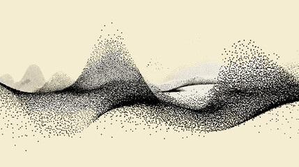 Poster - Abstract wave pattern with dotted lines on a neutral background  