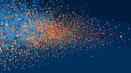 Poster - Colorful abstract particles scattered on dark blue background  