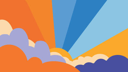 Poster - Abstract colorful background with rays and clouds in vibrant style  