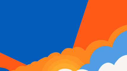Poster - Abstract vector background with blue and orange shapes and clouds  