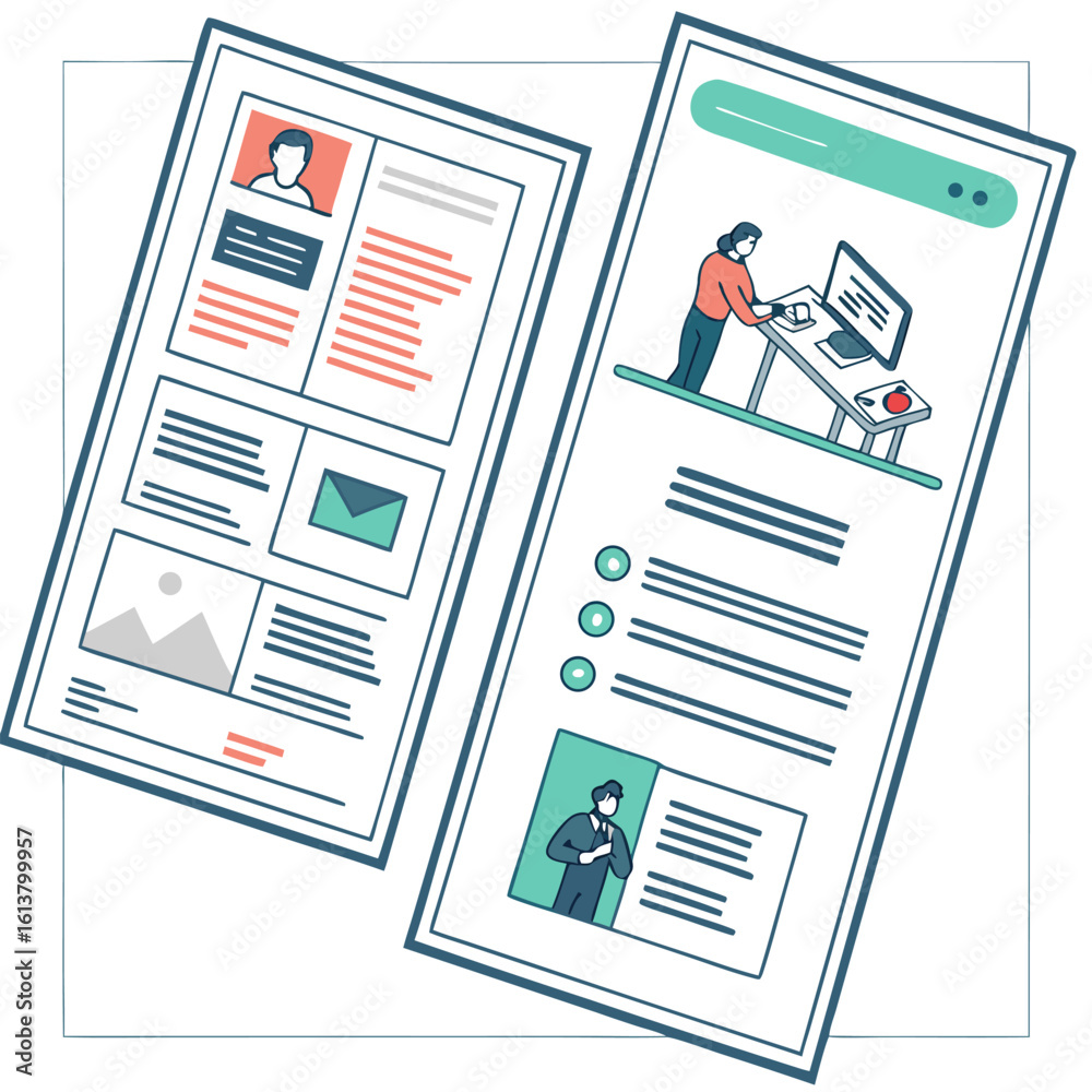 Two documents displaying different layouts and content including ...