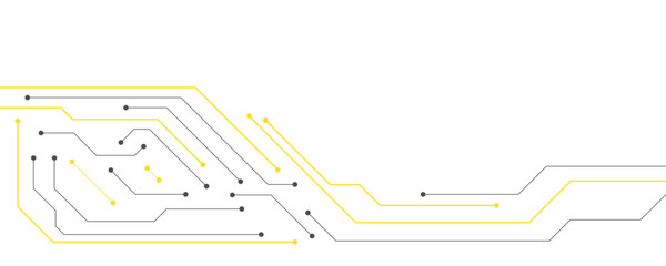 Poster - Abstract gray and yellow color digital technology futuristic circuit board background design. Technology dots lines connect network background.	