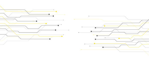 Poster - Abstract gray and yellow color digital technology futuristic circuit board background design. Technology dots lines connect network background.	