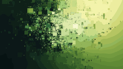 Poster - Abstract green glitch background with pixelated patterns  