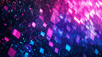 Poster - Abstract digital glitch background with colorful pixelated patterns  