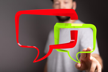 Poster - Abstract image of speech bubbles,represents conversation, communication, feedback, and dialogue.