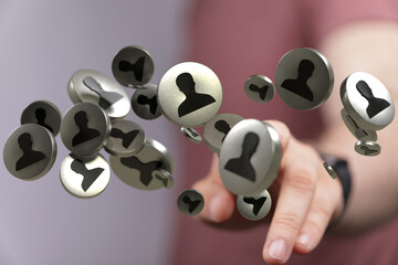 Poster - Image depicting digital contact management. Ideal for business, networking, and social media marketing.