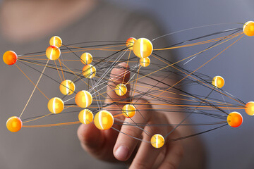Poster - Abstract image of interconnected nodes, representing global network, data, or connections.