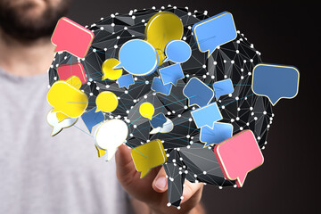 Poster - Concept image showing communication network, social media, ideas, and interconnected thoughts.