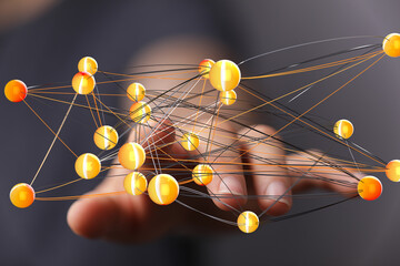 Poster - Abstract image of a network, connection, global communication, and digital technology.