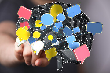 Poster - Conceptual image representing communication, networking, and the flow of information.
