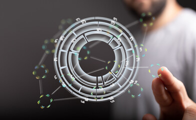Poster - Modern technology, data analysis, digital dashboard, futuristic interface, business intelligence, analytics, infographic, technology concept.