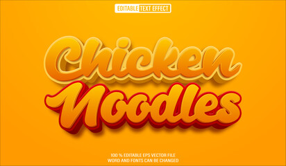 Poster - Editable 3d text style effect - Chicken Noodles text effect Template