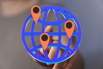 Poster - Visual representation of global reach and interconnected locations. Perfect for technology, travel, and networking concepts.