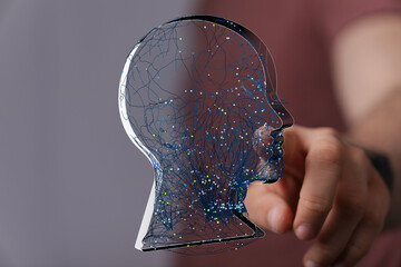 Poster - Abstract image of a digital brain, representing AI, neural networks, and technological advancements.