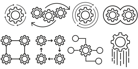 Set of Workflow Management Icons – Vector Symbols for Process Optimization