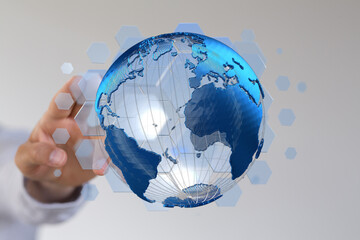 Poster - High-tech digital world, global network, internet, communication, technology, connection, futuristic.