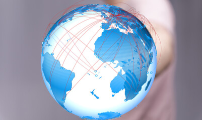 Poster - High-quality stock photo of a digital globe illustrating global interconnectedness and communication networks.