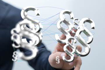 Poster - Abstract image of interconnected paragraph symbols, representing legal connections and networks.