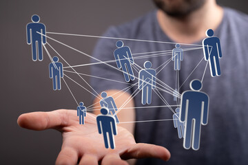 Poster - Image of a network connection representing teamwork, collaboration, and global business partnerships.