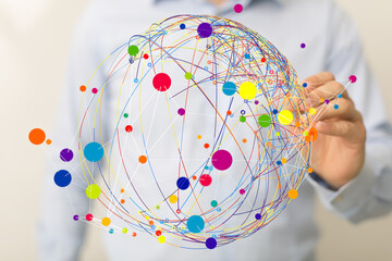 Poster - Abstract image depicting a global network, interconnectedness, and communication.
