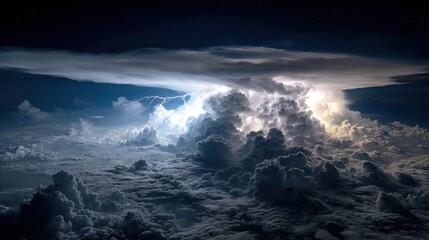 Wall Mural - blue sky with a radiant sun emanating from a cloud, surrounded by other small clouds
