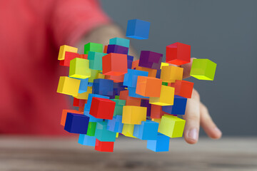 Poster - Abstract image of colorful cubes representing innovation, technology, or creativity.