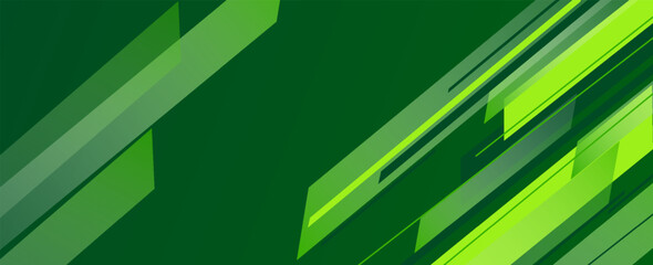 Wall Mural - dynamic green abstract background with sharp diagonal lines and geometric shapes, ideal for tech or 