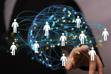 Poster - Visual representation of a global network, connecting people and data points.