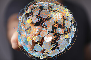 Poster - Abstract image of a global network, showcasing interconnectedness and digital communication.