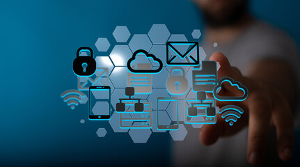 Poster - Secure cloud computing, data protection, and network connectivity.