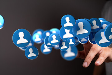 Poster - Abstract image of social network, connection, community, teamwork, global communication.