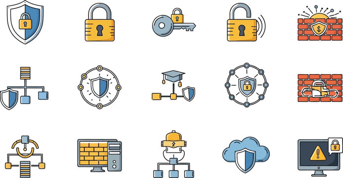 Various security and network icons displayed in a grid arrangement