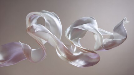 Wall Mural -   A white object with a long ribbon hangs from its end, suspended mid-air