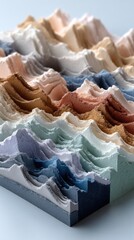 Poster - delicate layers of paper mimic the textures of sandstone and clay hills, blending harmonious pastel 