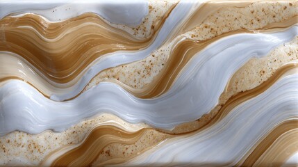 Poster - Intricate textures create a mesmerizing swirl of brown and white marble patterns against a pure white backdrop, showcasing depth and beauty