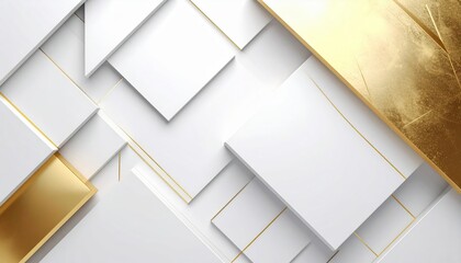 Poster - Creative design showcase of white and gold geometric shapes modern abstract art digital art minimalist style close-up view contemporary aesthetics